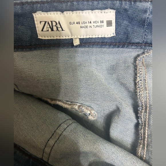 Zara Women’s Utility Jeans US 14 Blue Cropped Straight Leg NWT - Picture 3 of 4